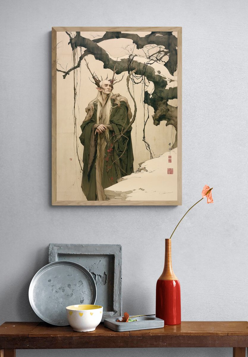 Elven Forest Sage Illustration Poster. — room view 3