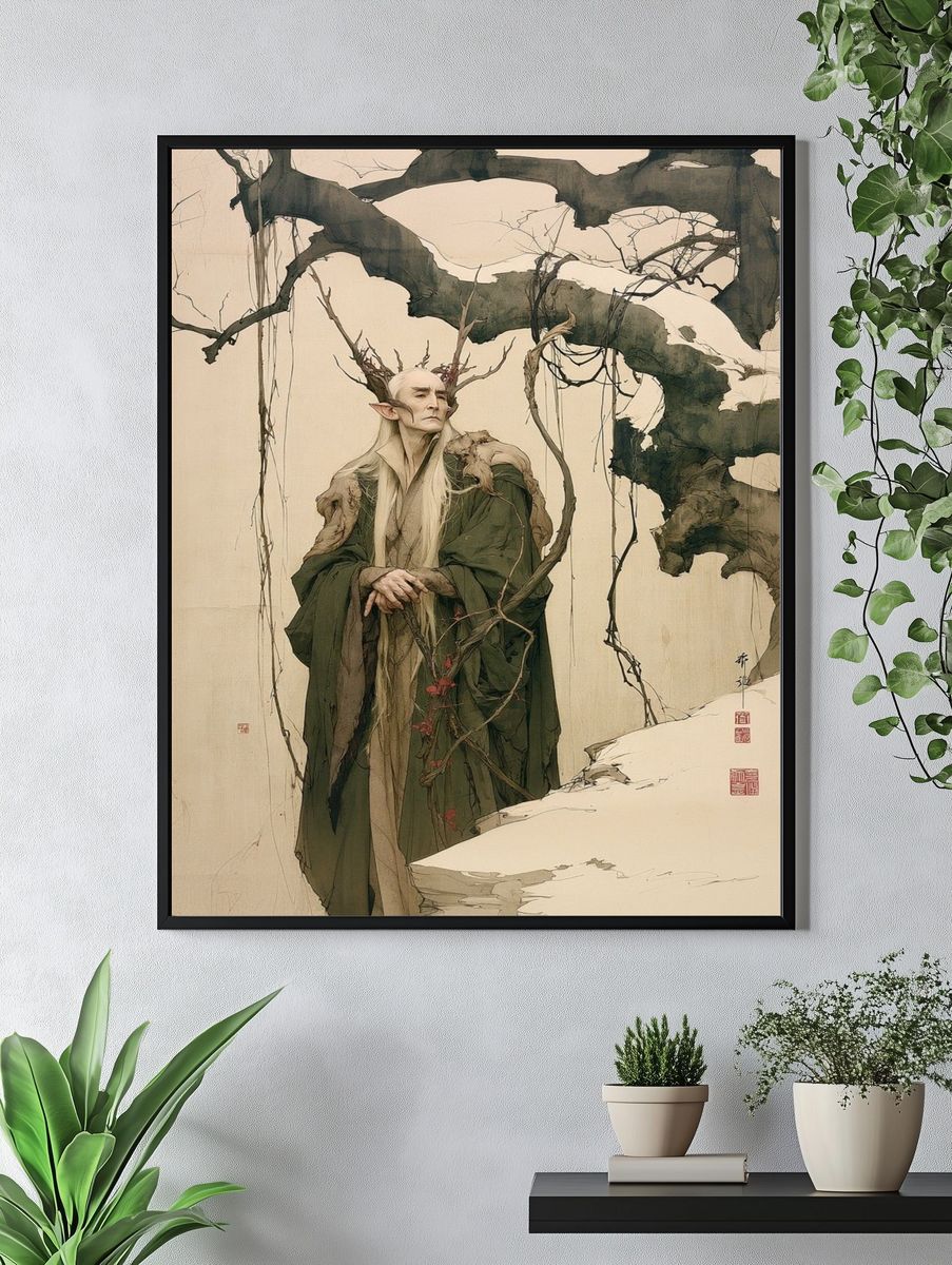 Elven Forest Sage Illustration Poster. — room view 4