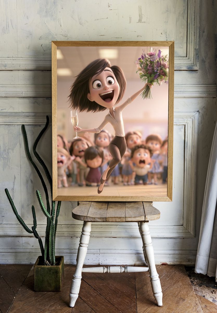 Joyful Celebration Cartoon Poster. room preview