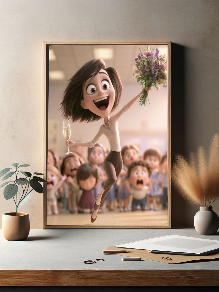 Joyful Celebration Cartoon Poster. — room view 2
