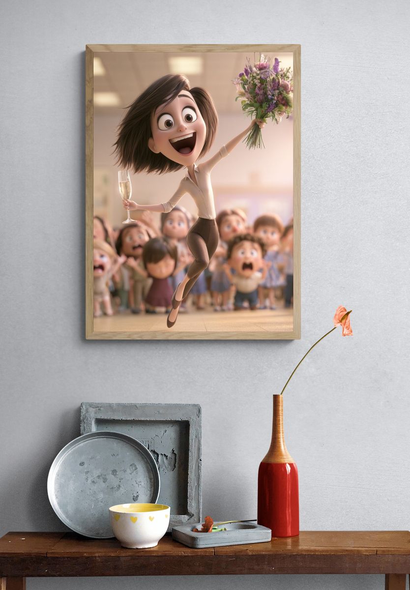Joyful Celebration Cartoon Poster. — room view 3