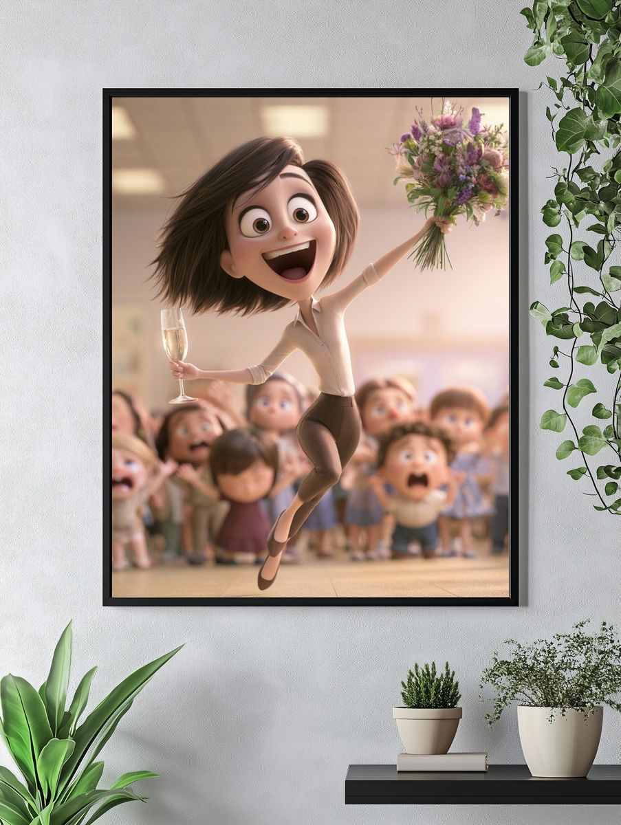 Joyful Celebration Cartoon Poster. — room view 4