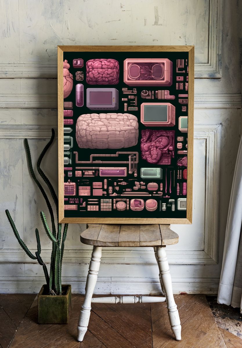 Surreal Pink Organ Assemblage Poster. room preview