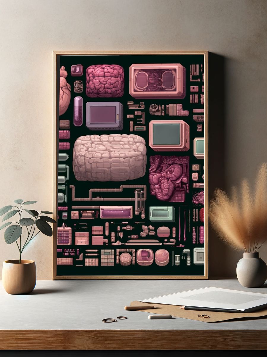 Surreal Pink Organ Assemblage Poster. — room view 2