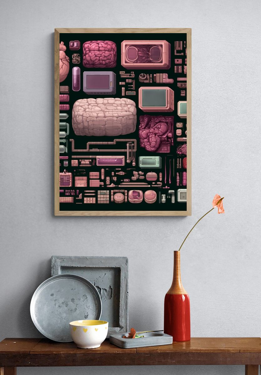 Surreal Pink Organ Assemblage Poster. — room view 3
