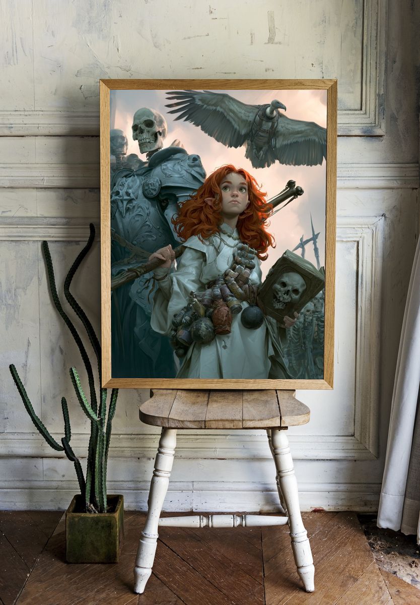 Fantasy Warrior and Skeletons Poster. — room view 1