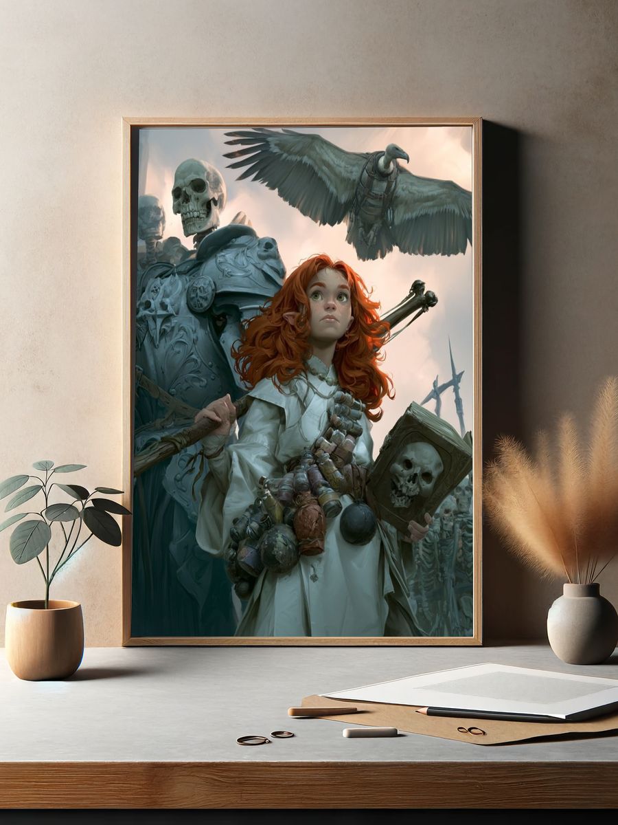 Fantasy Warrior and Skeletons Poster. — room view 2