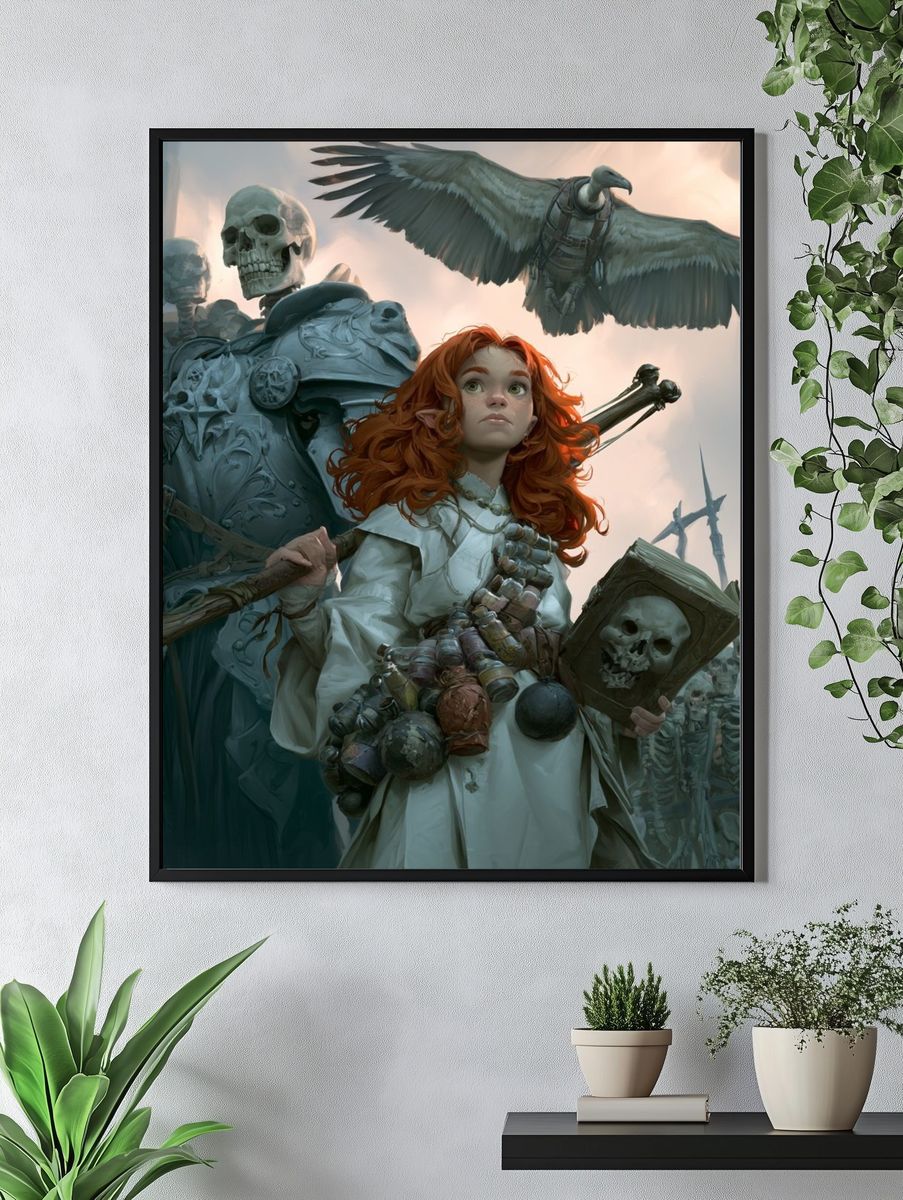 Fantasy Warrior and Skeletons Poster. — room view 4