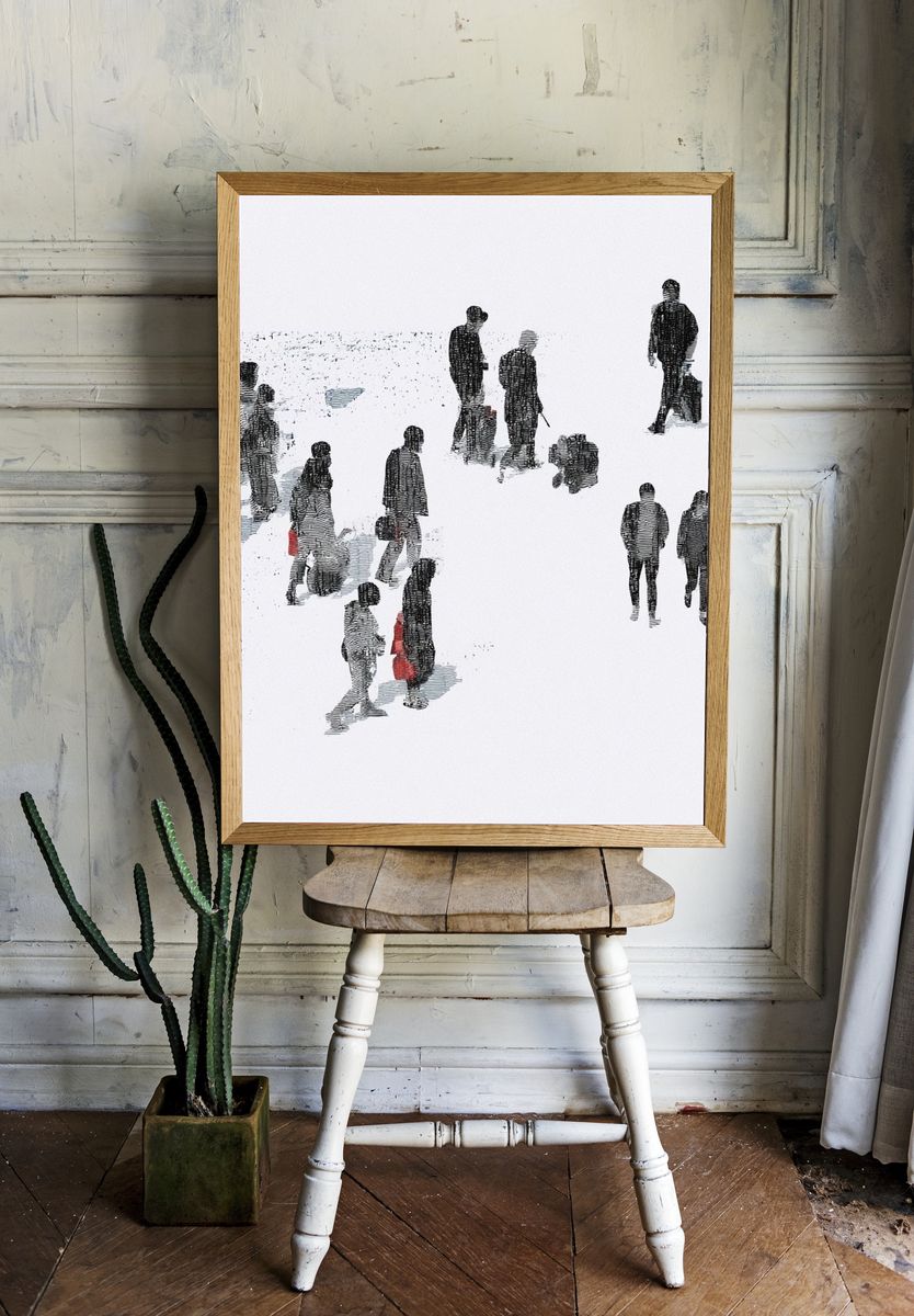 Urban Crowd Illustration Poster. — room view 1