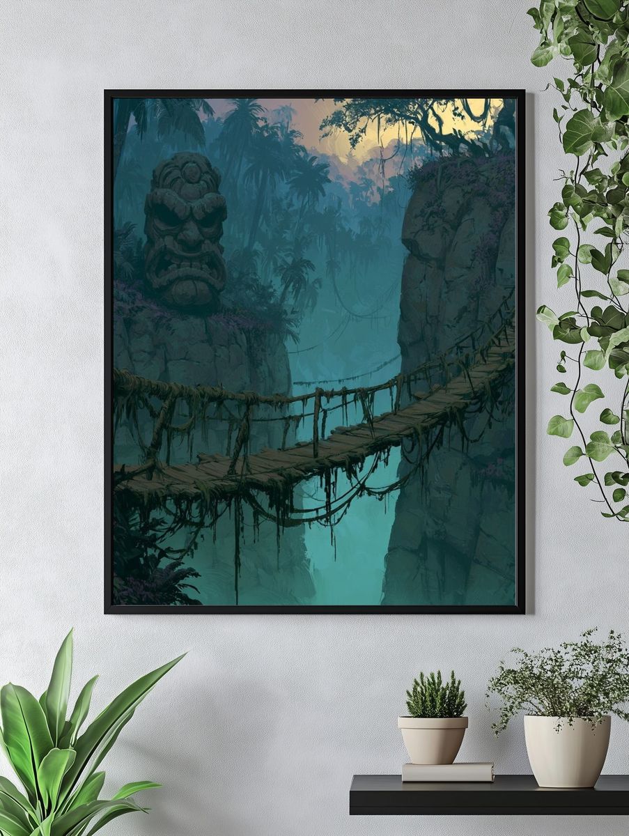 Jungle Bridge Ruins Illustration Poster. — room view 4