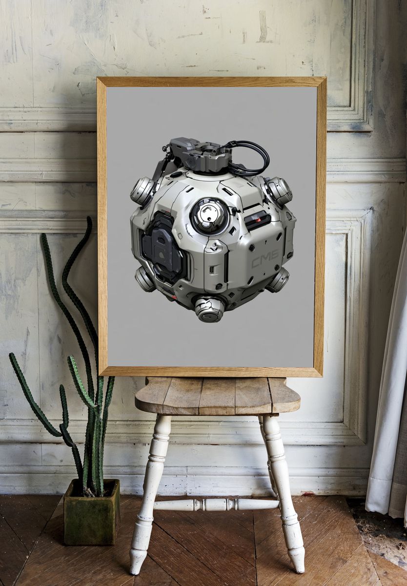 Sci-Fi Orb Device Illustration Poster. — room view 1