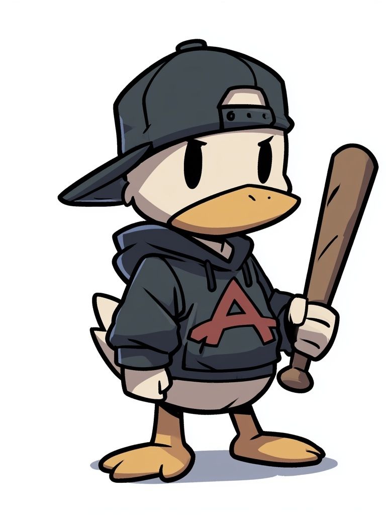 Duck Baseball Cartoon Poster. poster — illustration art