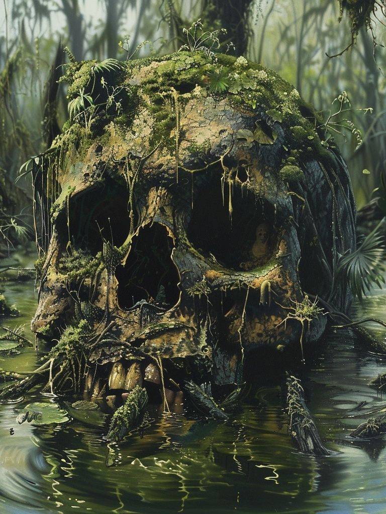 Mossy Skull Swamp Illustration Poster. poster — illustration art