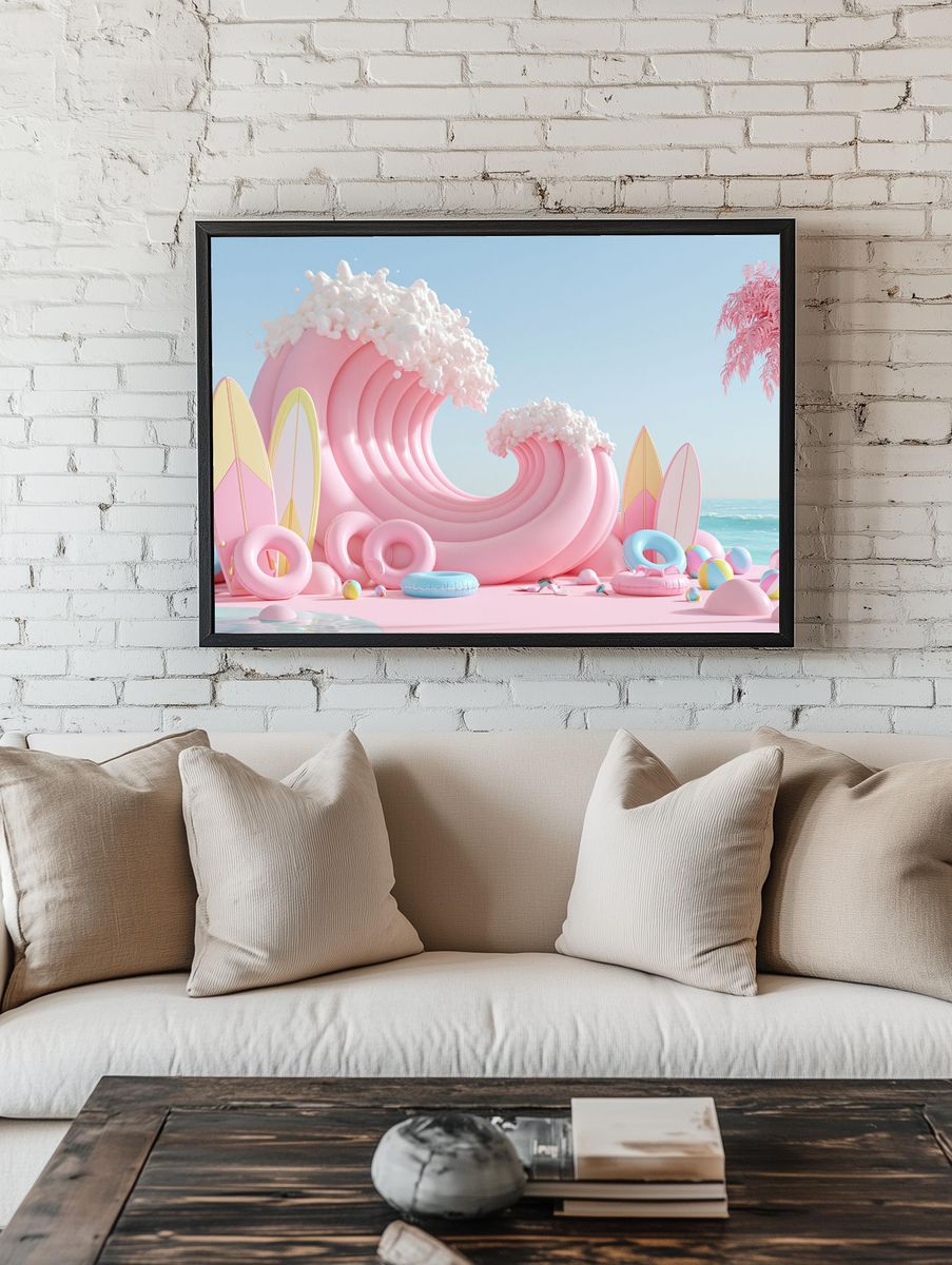 Pastel Surf Wave Beach Poster. room preview