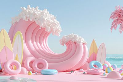 Pastel Surf Wave Beach Poster. poster