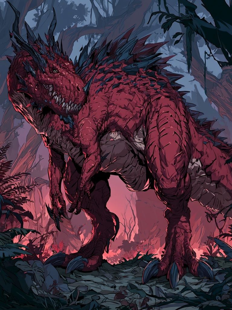 Crimson Dragon Jungle Illustration Poster. poster — illustration art