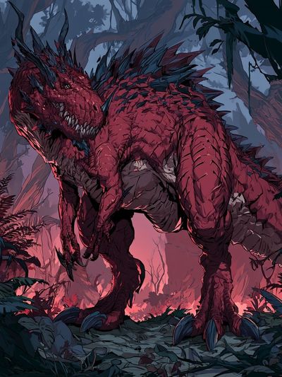 Crimson Dragon Jungle Illustration Poster.