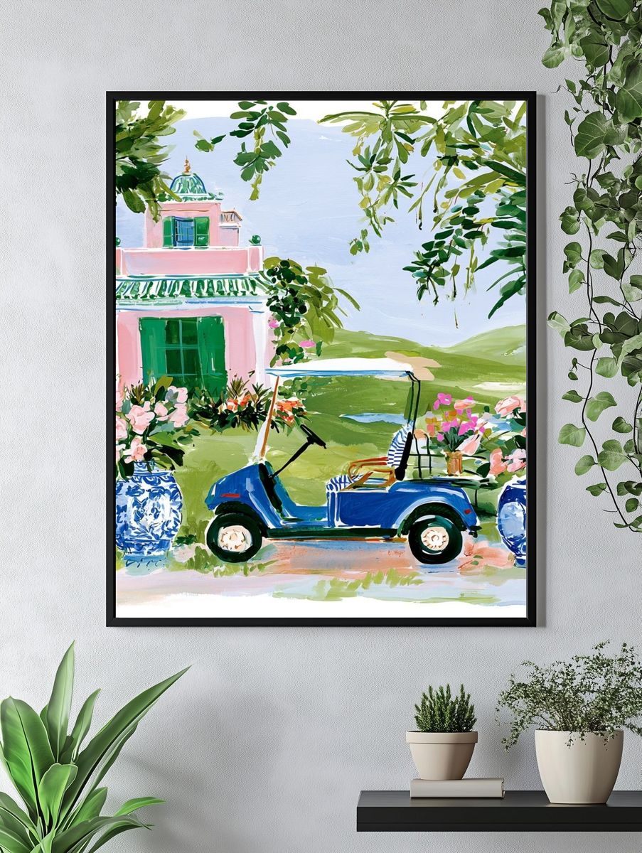 Tropical Villa Golf Cart Print. — room view 4