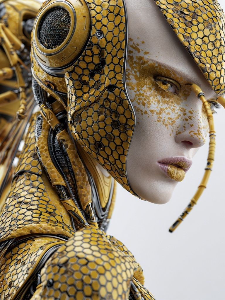 Cybernetic Bee Portrait Print. poster detail