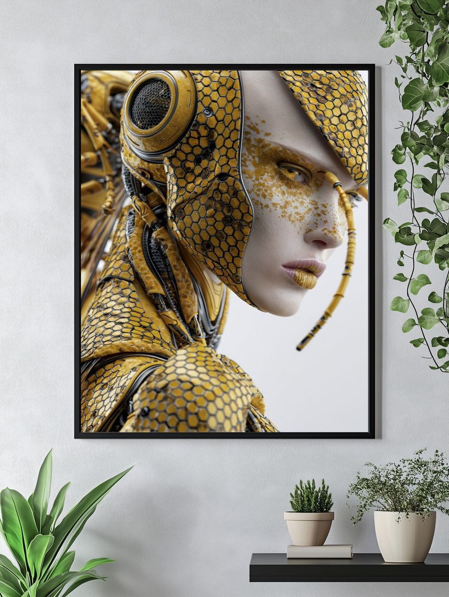 Cybernetic Bee Portrait Print. — room view 4