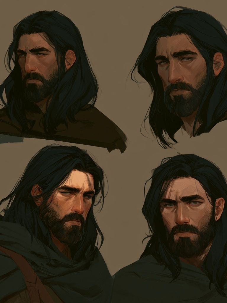 Bearded Warrior Portraits Illustration Poster. poster detail