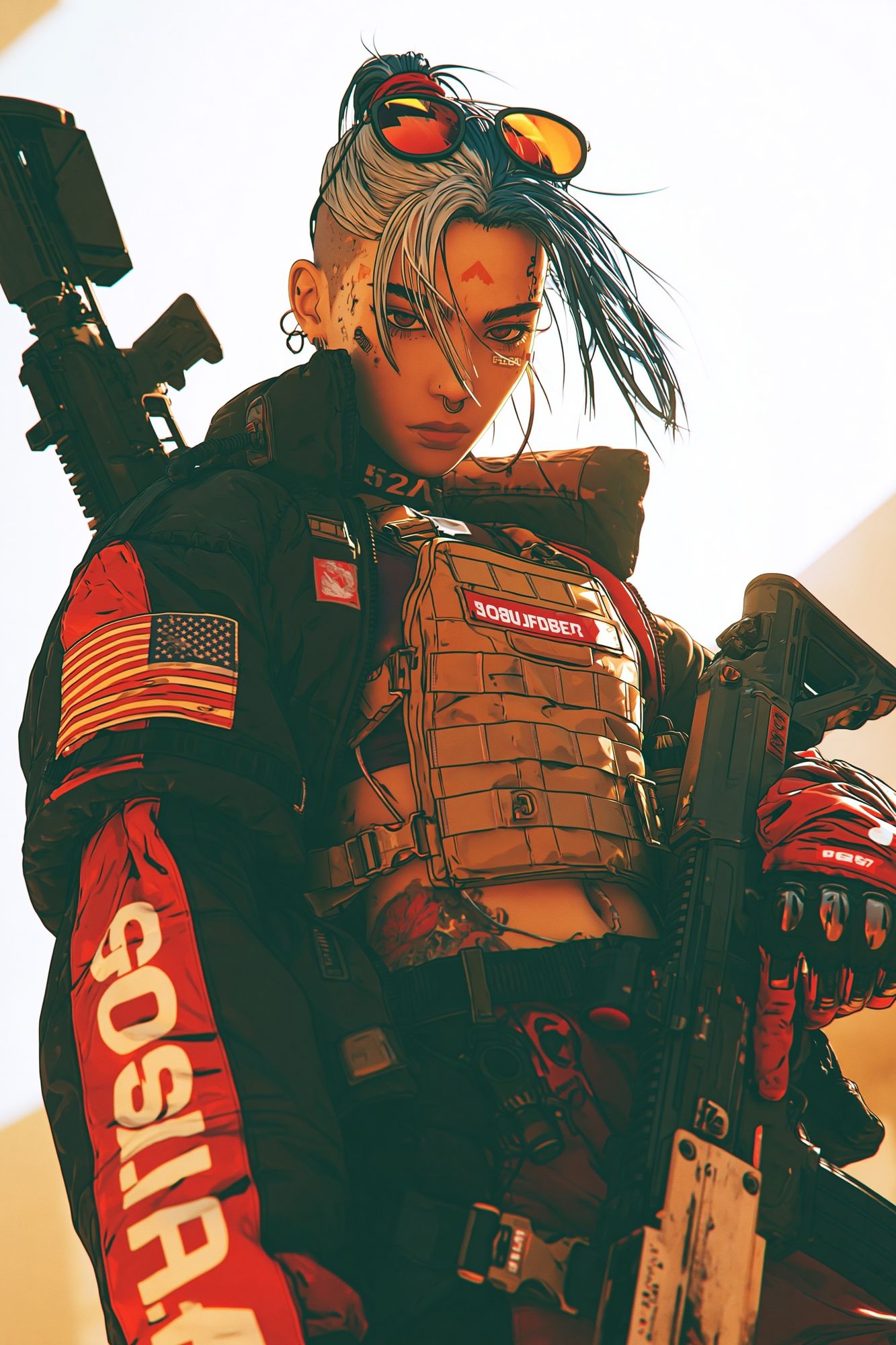 Cyberpunk Soldier Portrait Print. poster detail