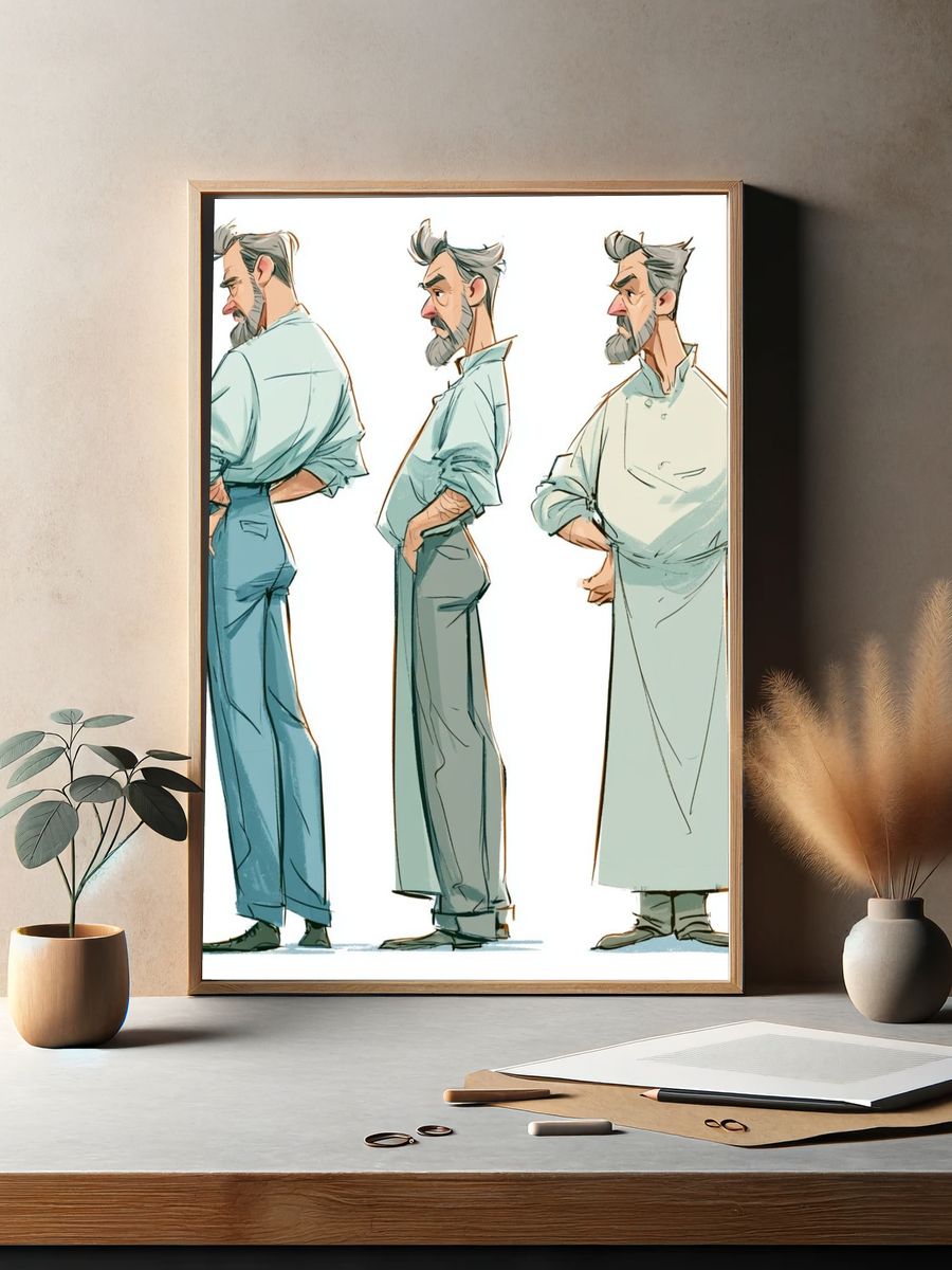 Character Turnaround Illustration Poster. — room view 2