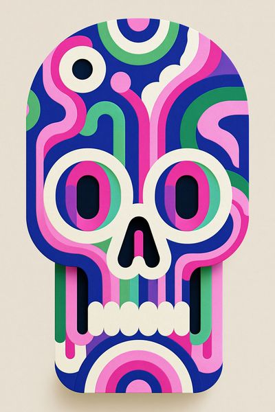 Psychedelic Skull Illustration Poster.
