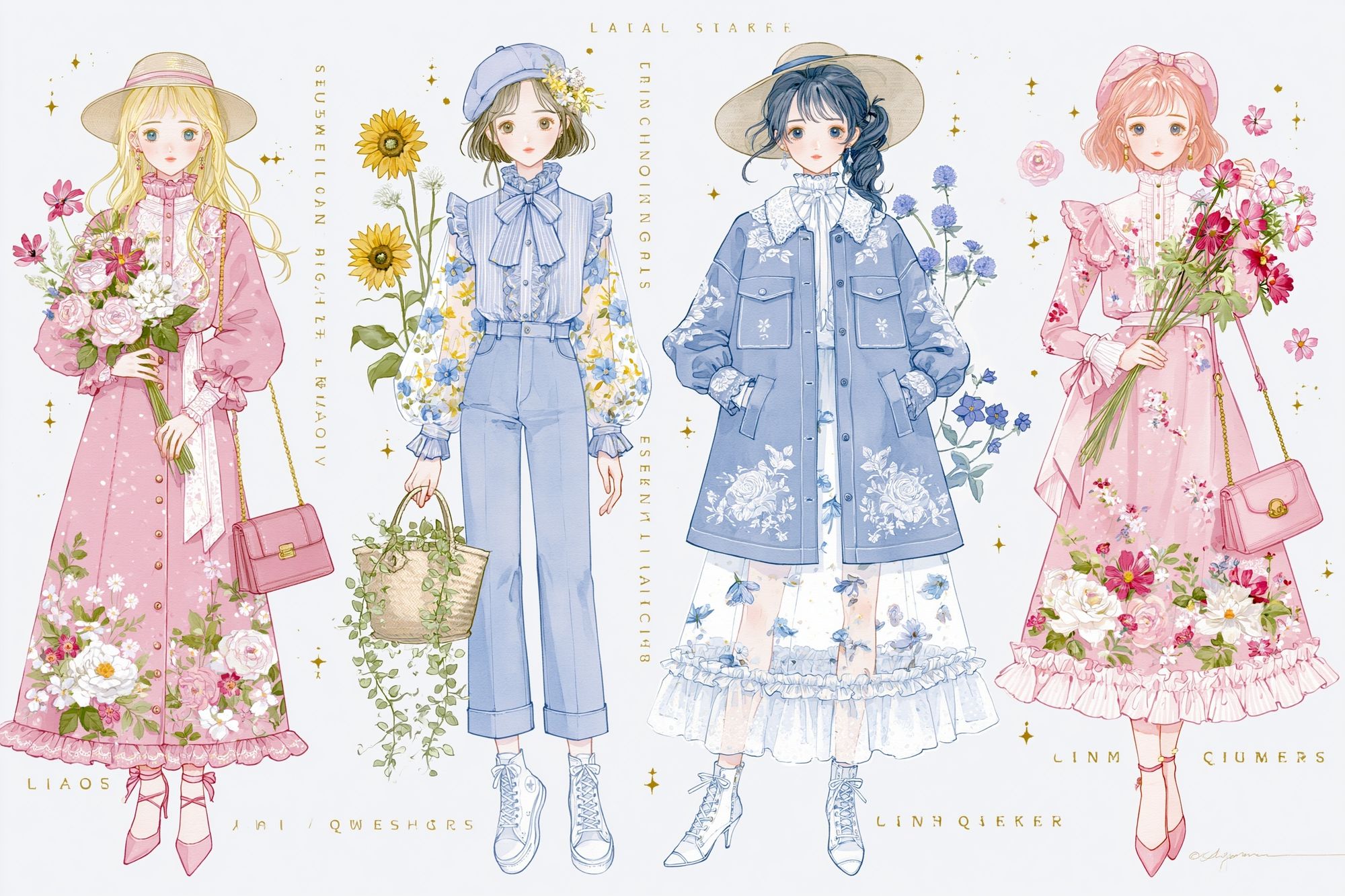 Pastel Fashion Girls Illustration Poster. poster detail