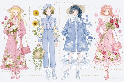 Pastel Fashion Girls Illustration Poster. poster