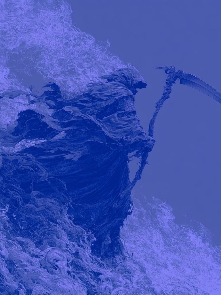 Grim Reaper Blue Surrealism Print. poster — illustration art