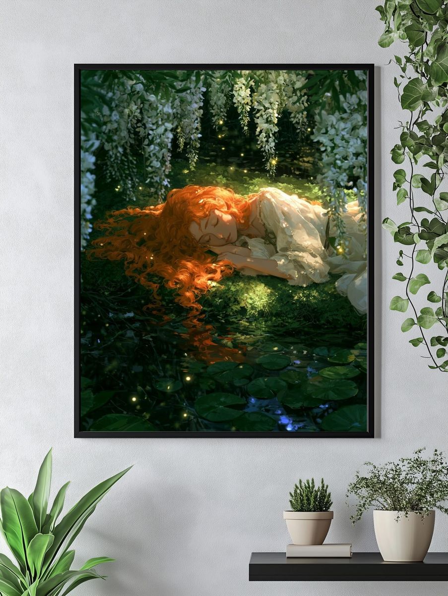 Sleeping Red-Haired Girl — Fantasy Print. — room view 4