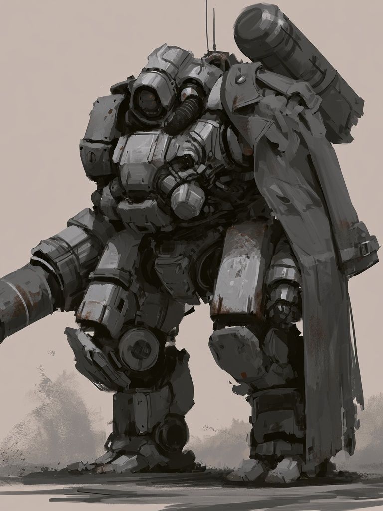 Armored Mech Warrior Print. poster — illustration art