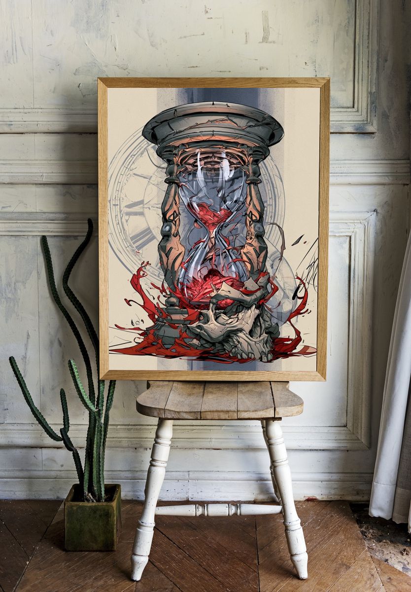 Cracked Hourglass Illustration Poster. room preview