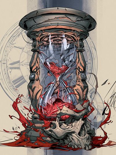 Cracked Hourglass Illustration Poster.