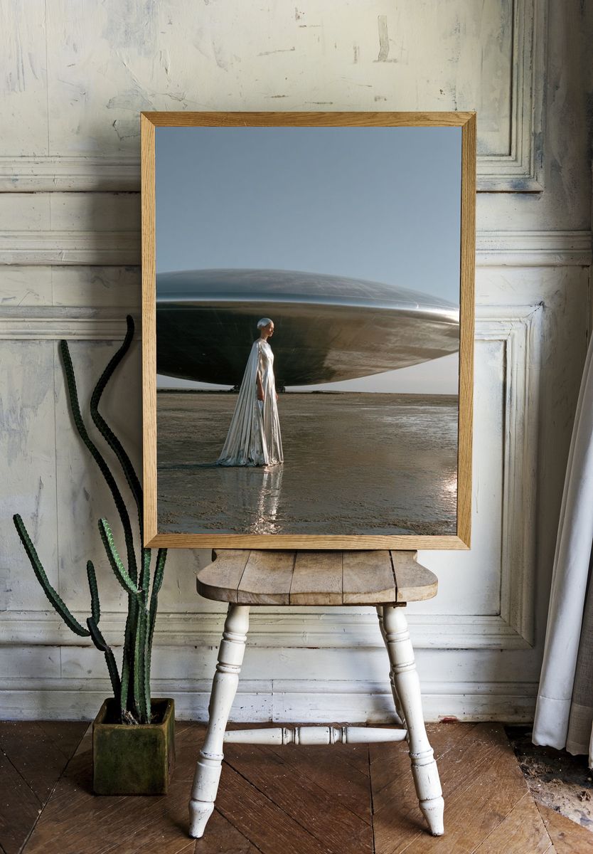Surreal UFO Figure Poster. room preview