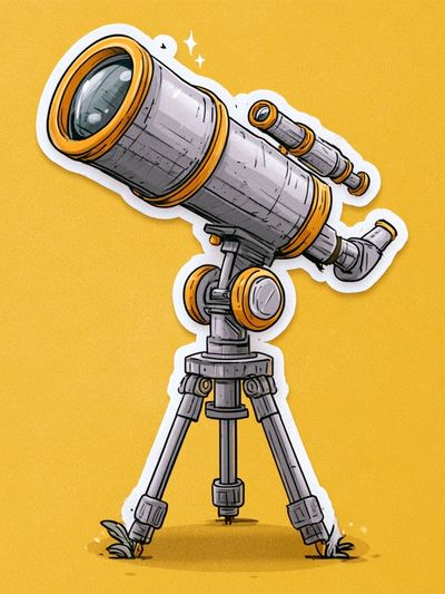 Cartoon Telescope Illustration Poster.