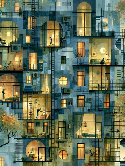 Dreamy Apartment Facade Illustration Poster. poster