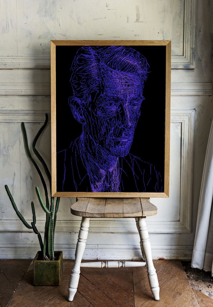 Neon Line Portrait Poster. — room view 1