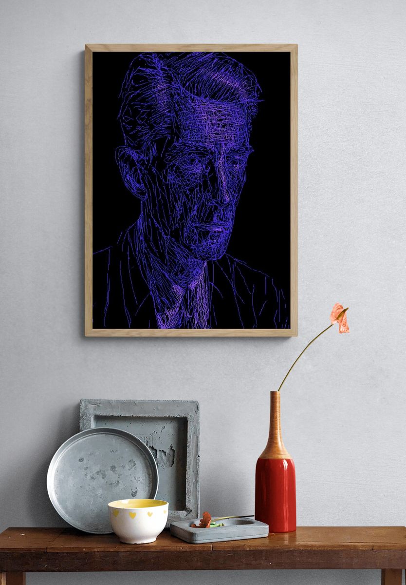 Neon Line Portrait Poster. — room view 3