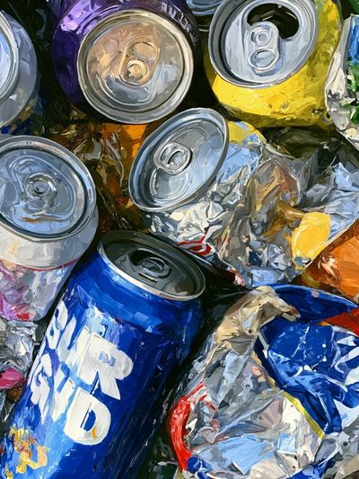 Crushed Soda Cans Illustration Poster. poster