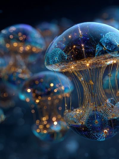 Bioluminescent Jellyfish Abstract Print. poster print