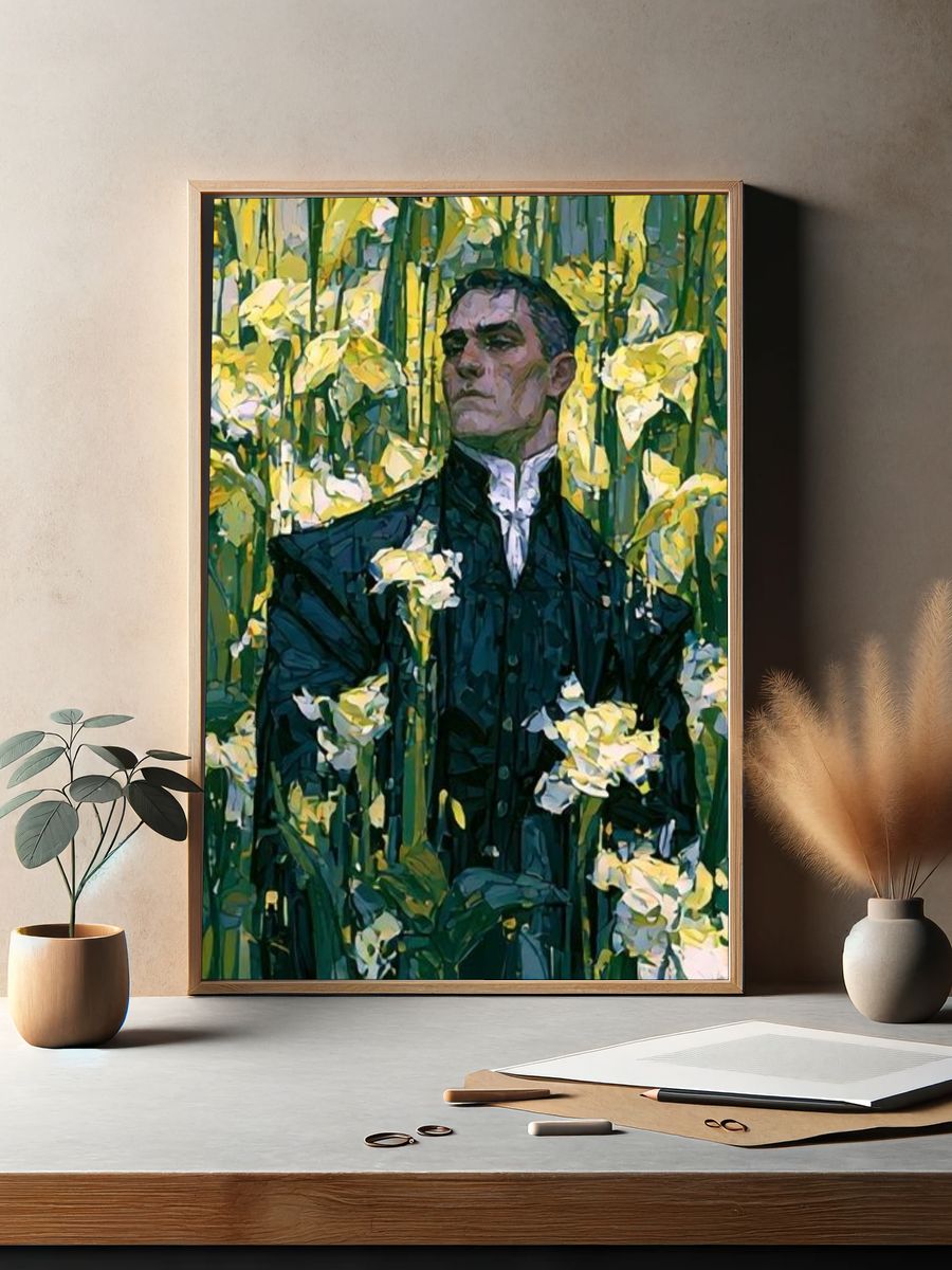 Floral Portrait Illustration Poster. — room view 2