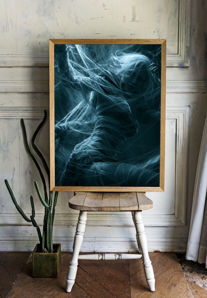 Ghostly Wrapped Figure Digital Art Print. — room view 1