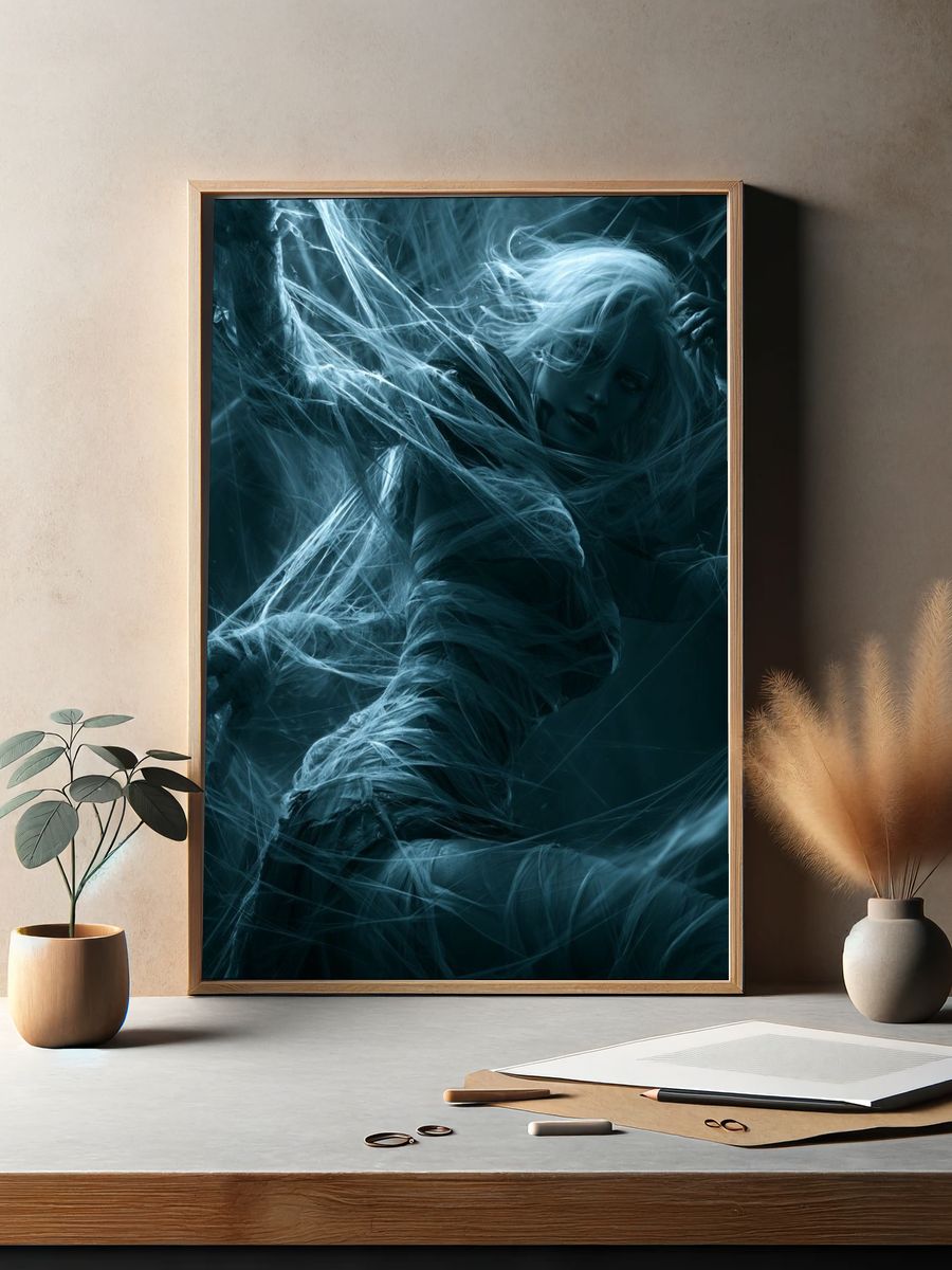 Ghostly Wrapped Figure Digital Art Print. — room view 2