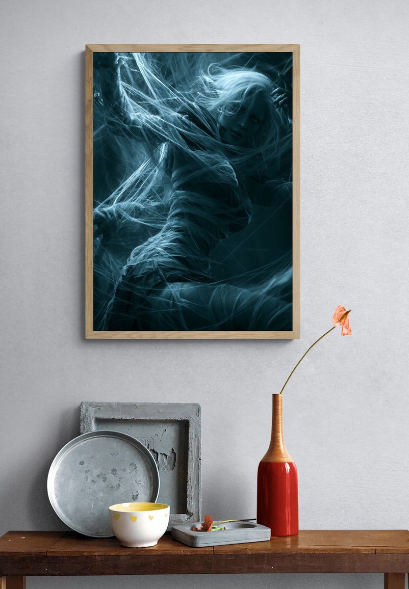 Ghostly Wrapped Figure Digital Art Print. — room view 3