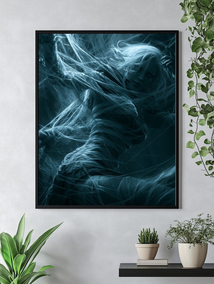 Ghostly Wrapped Figure Digital Art Print. — room view 4