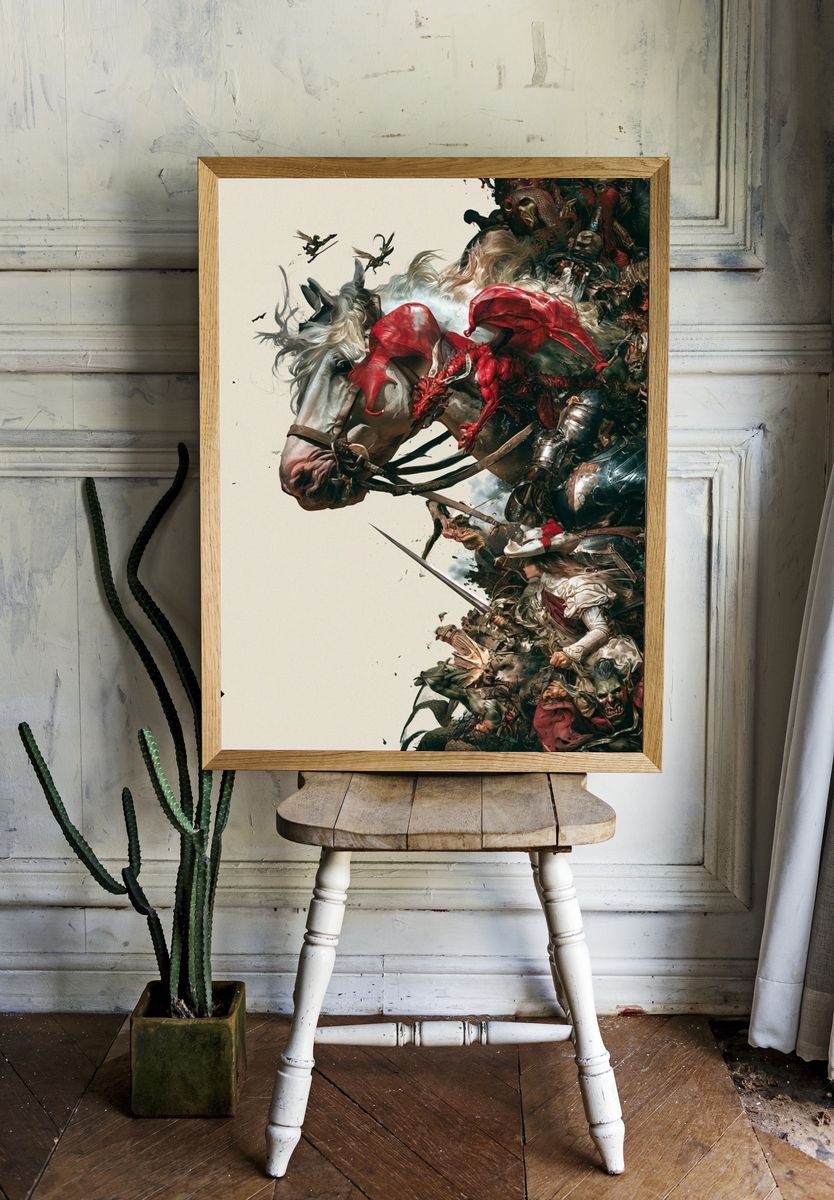 Fantasy Battle Horse Illustration Poster. — room view 1