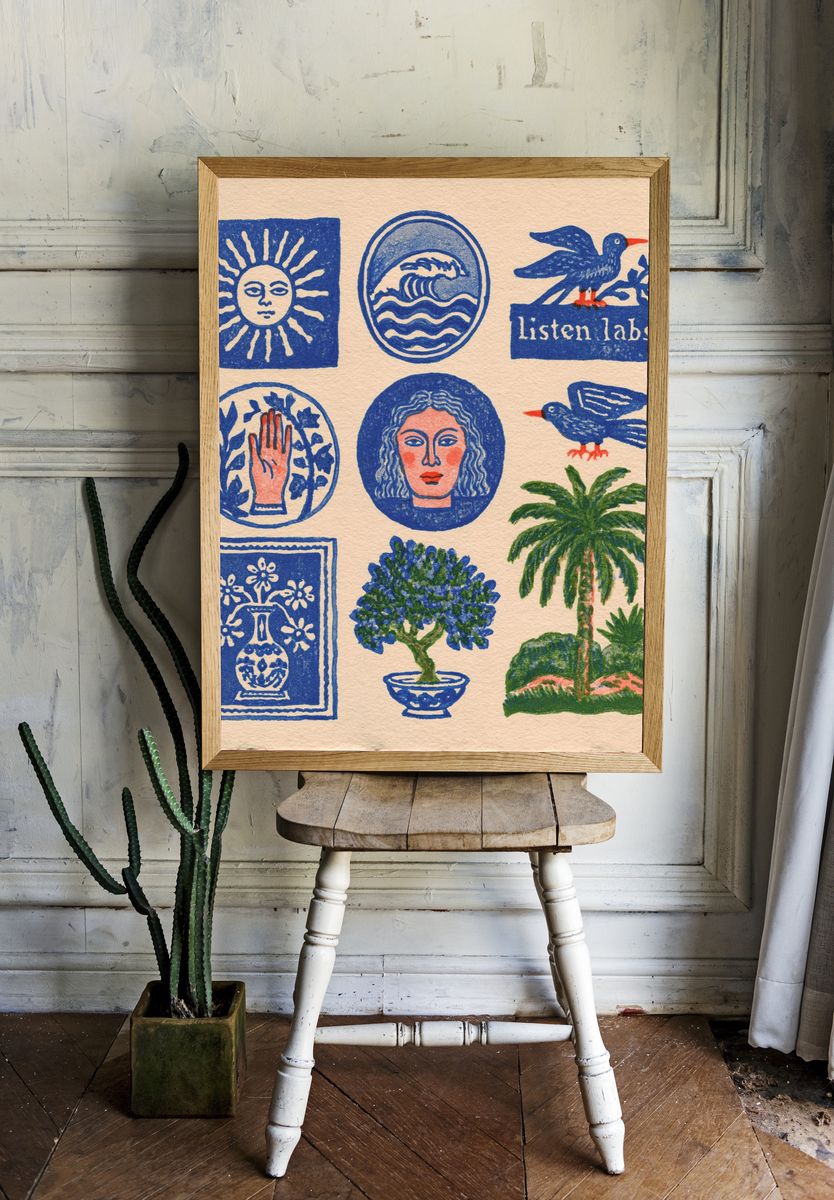Folk Motifs Illustration Poster. room preview
