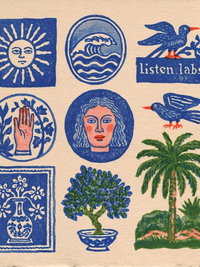Folk Motifs Illustration Poster. poster